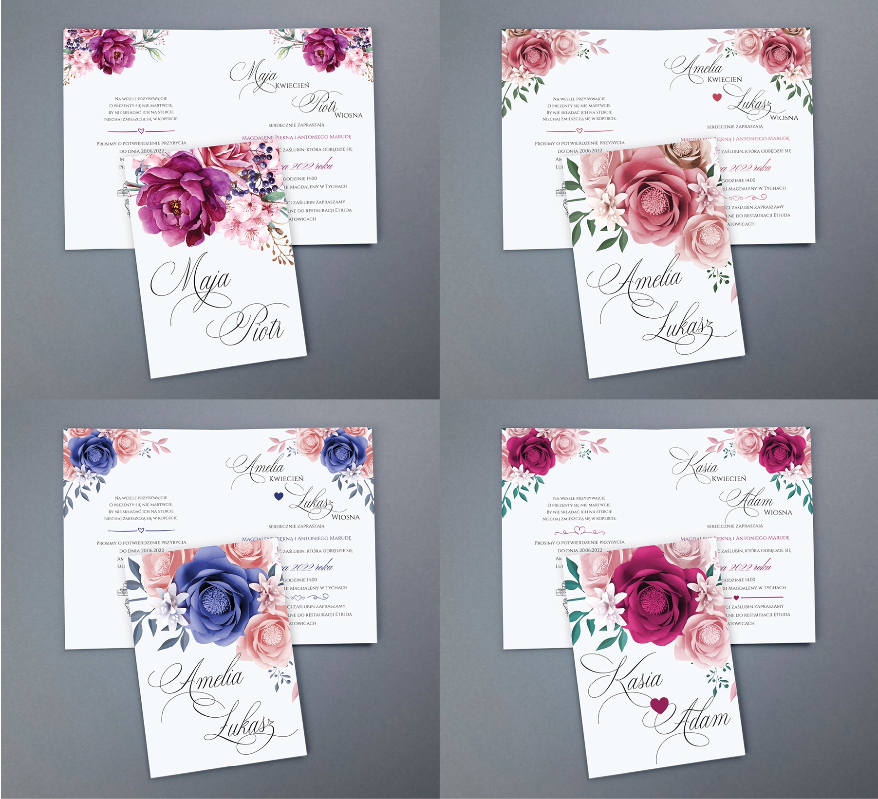 ZAPROSZENIA NA ŚLUB, Zaproszenia Ślubne C6 Kształt kwadratowy