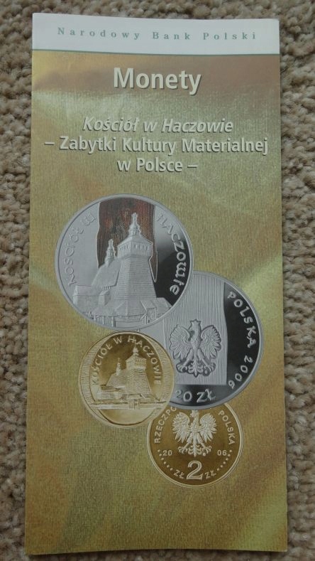 Folder 20 zł 2006,KOŚCIÓŁ w HACZOWIE,stan I