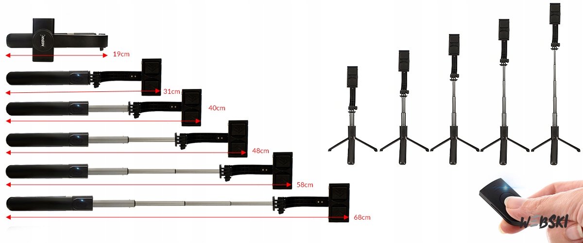SELFIE STICK GIMBAL STABILIZATOR STATYW NA TELEFON Z PILOTEM BLUETOOTH Model H5