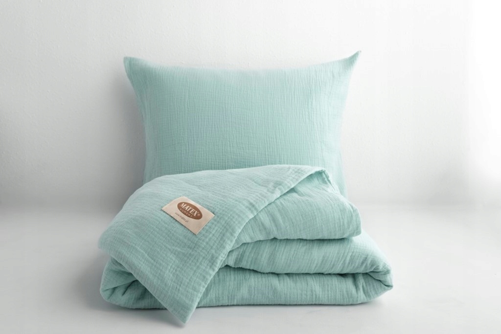 Posteľná Bielizeň bavlnená Mušlinová (140x200-1,70x80) svetlo tyrkysová