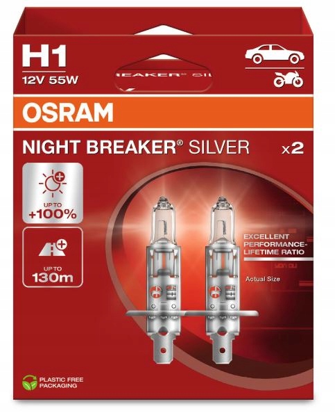 Żarówki Osram H1 Night Breaker Silver +100% Duo Box 2SZT