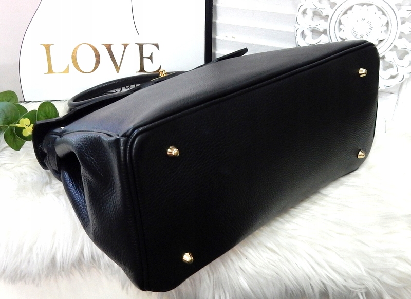 Torebka LAURA BIAGGI czarna skóra A4 Wysokość 27 cm