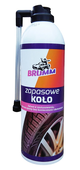 KOŁO ZAPASOWE W SPRAYU BRUMM DO NAPRAWY PRZEBITEJ OPONY 500 ml