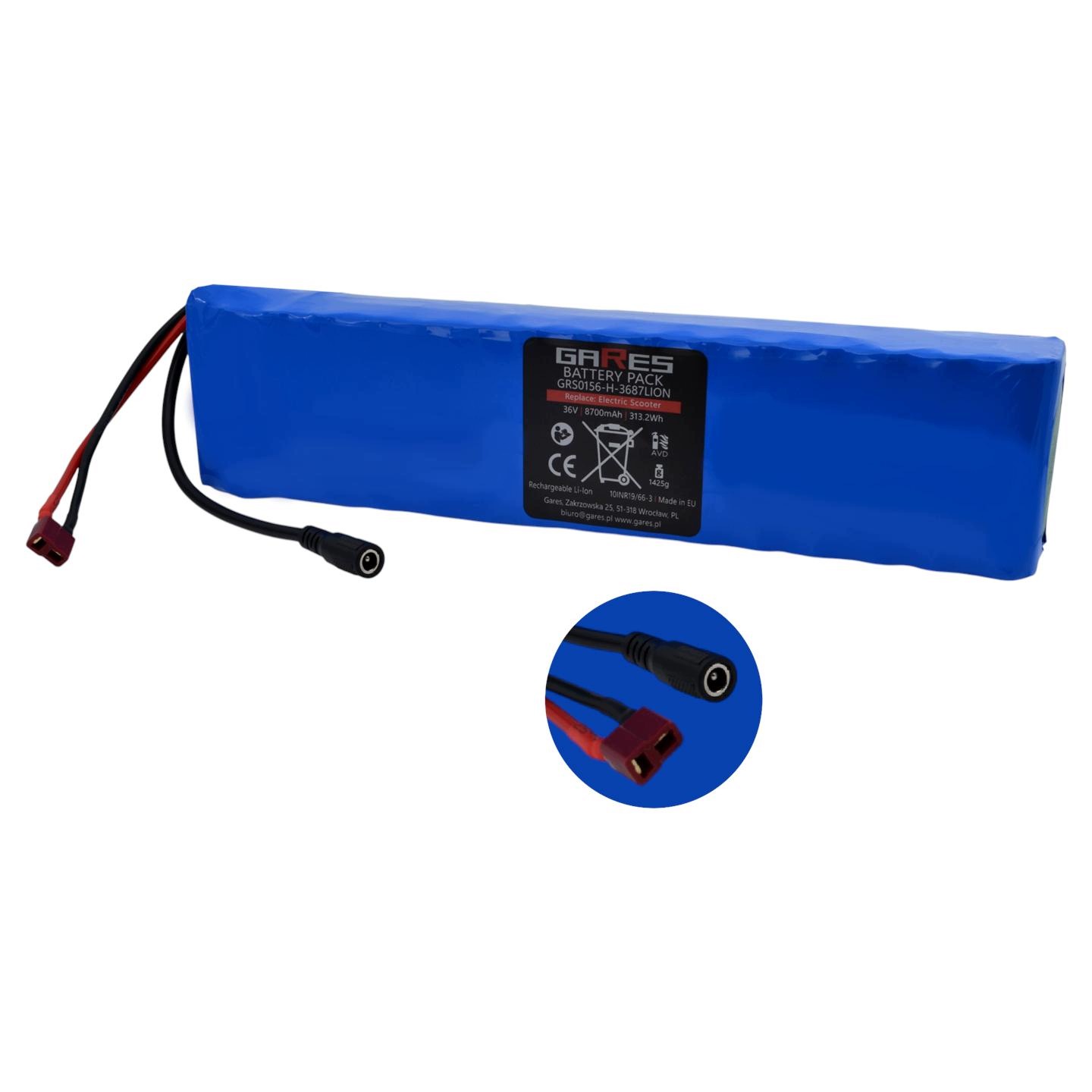 Baterie Akumulátor pro elektrickou koloběžku, konektor T-Dean DC 2,5 36V 8,7Ah