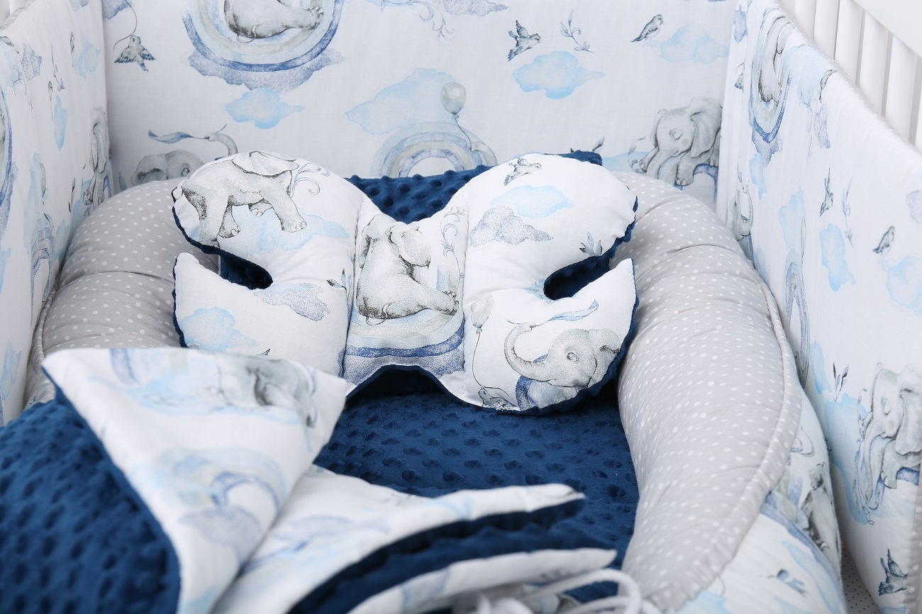 KOKON NIEMOWLĘCY GNIAZDO KOJEC MINKY ZESTAW XXL BABYMAM 7 EL. Marka Babymam