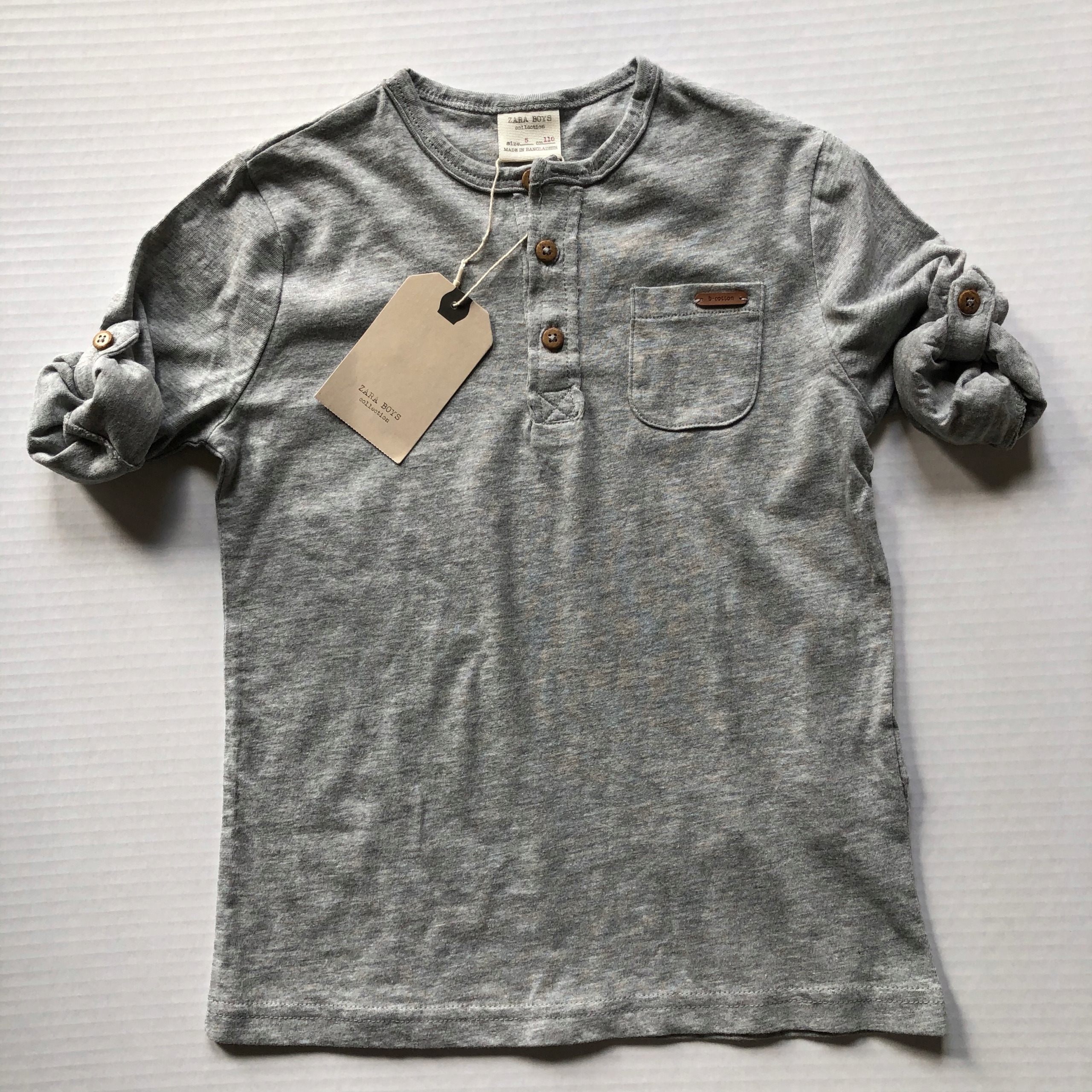 ZARA BOYS Szara Bluzka Guziki 110 Marka Zara