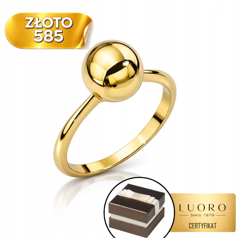 Prstýnek 585 14K Kulička Žluté Zlato Šířka 1,7 CM R17