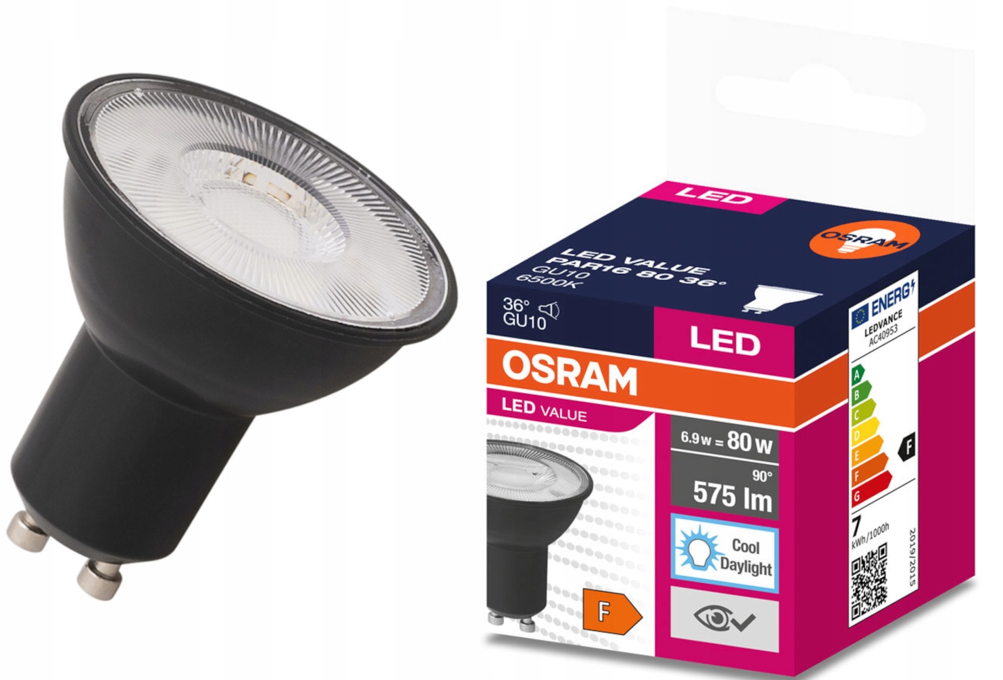 

Żarówka Led GU10 6,9W =80W 6500K 36' Czarna Osram