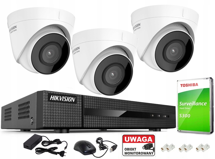 

Monitoring zewnętrzny Fhd Hikvision 3 Kamery PoE