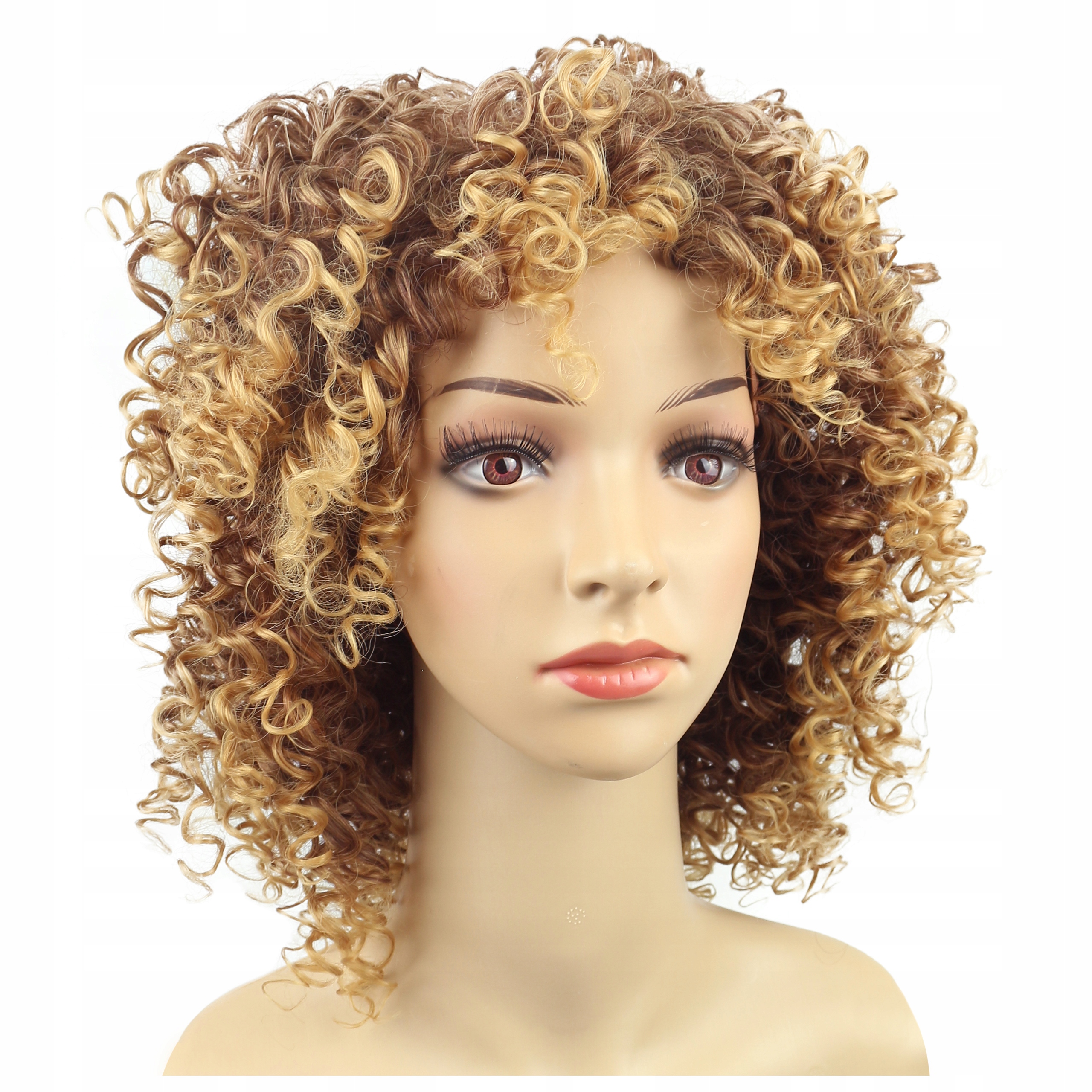 

Peruka Afro loki Ombre brąz blond Kręcone cosplay