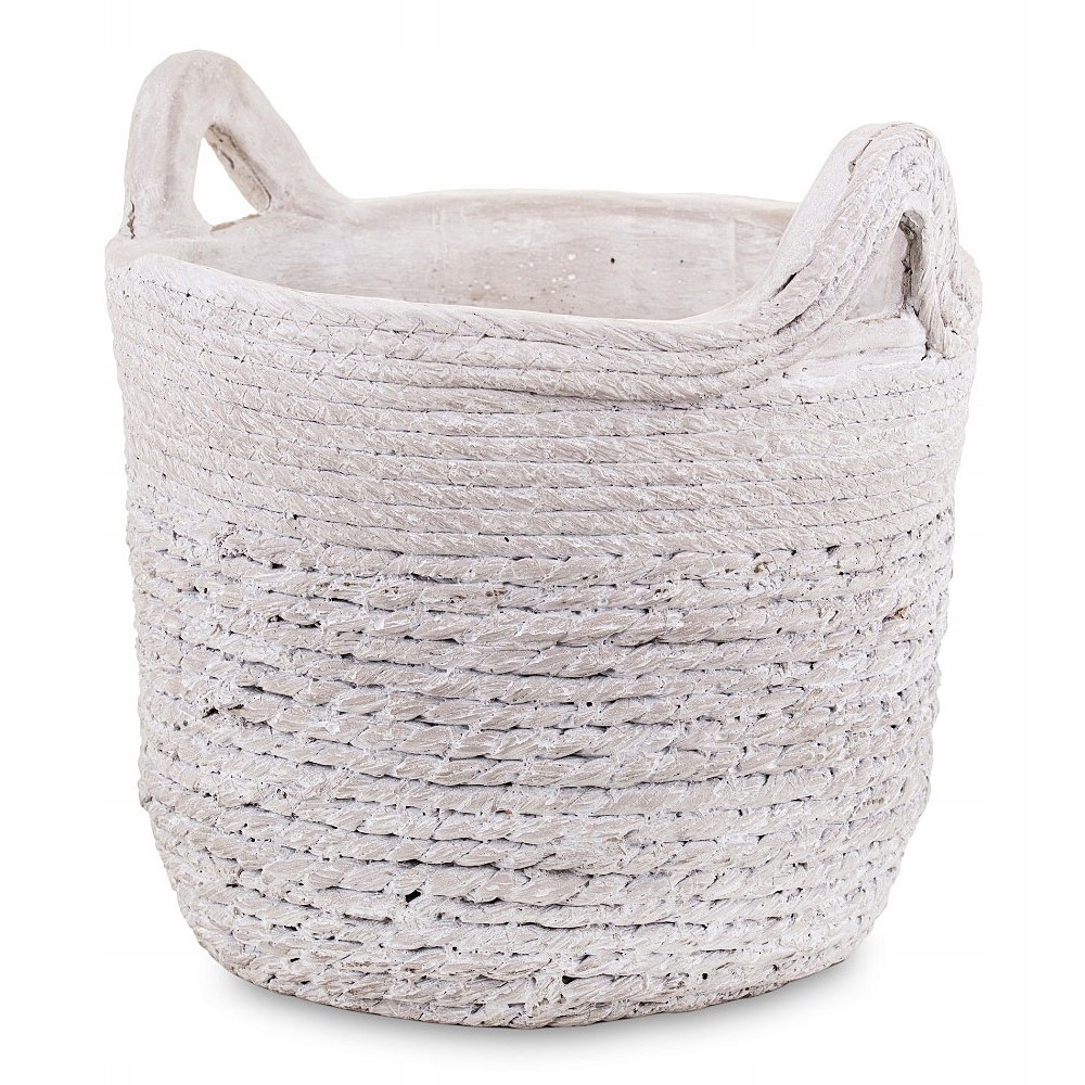 Květináč Betonový Bílý Krémový 25x25 cm Zdobený Boho