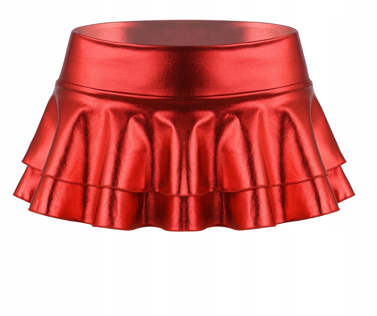 SEXY CZERWONA PLISOWANA MINI SPÓDNICZKA VINYL XXL Model 120721-72