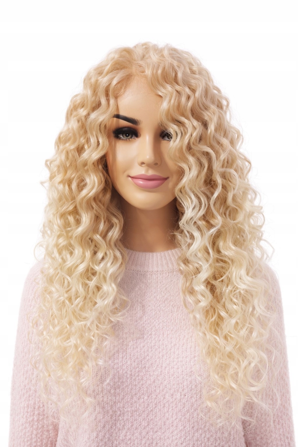 Dlouhá paruka na mikrokůži, afroloky bez ofiny, blond somre -Margaritta