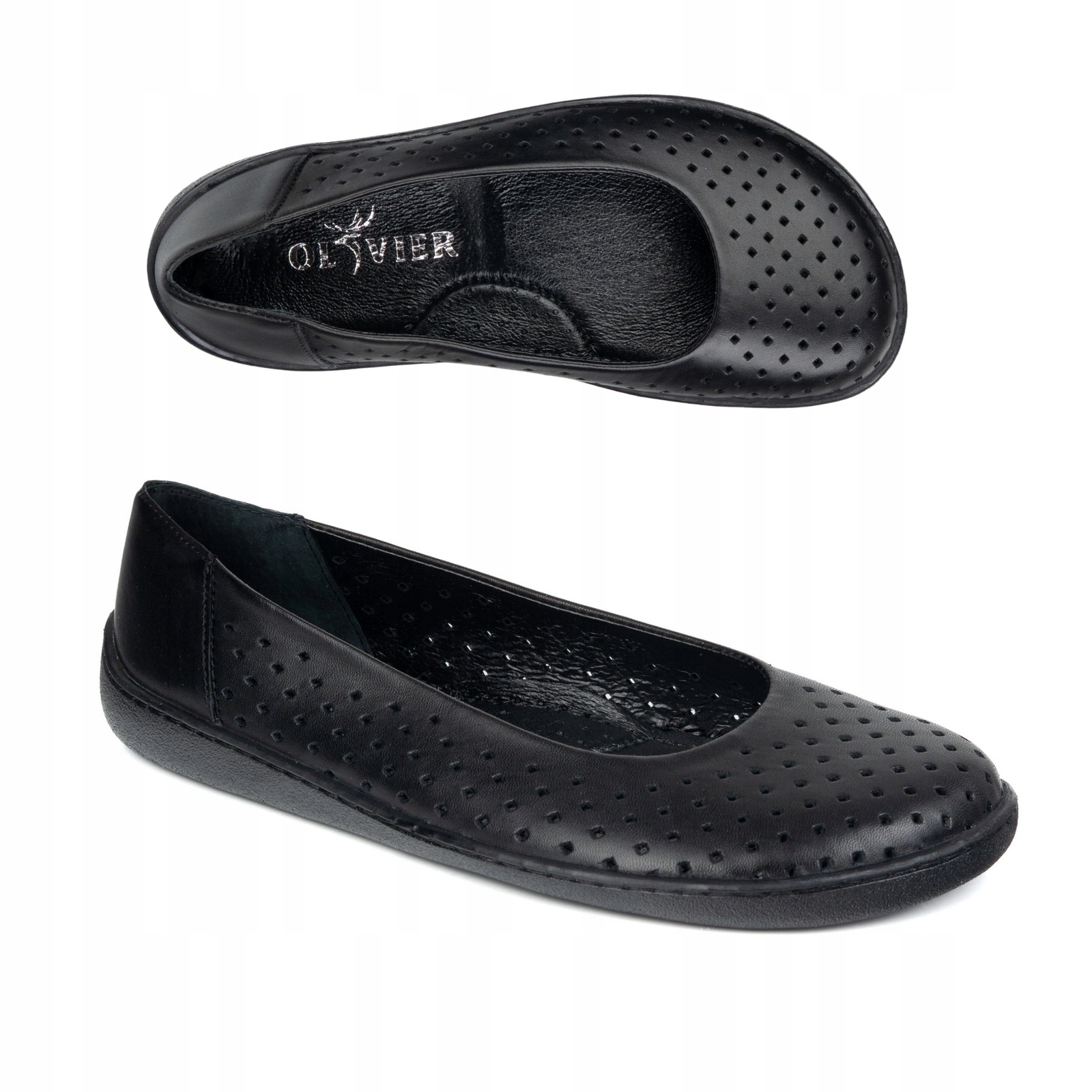 Dámské baleríny Barefoot kožené 1771POL černé s perforací 41