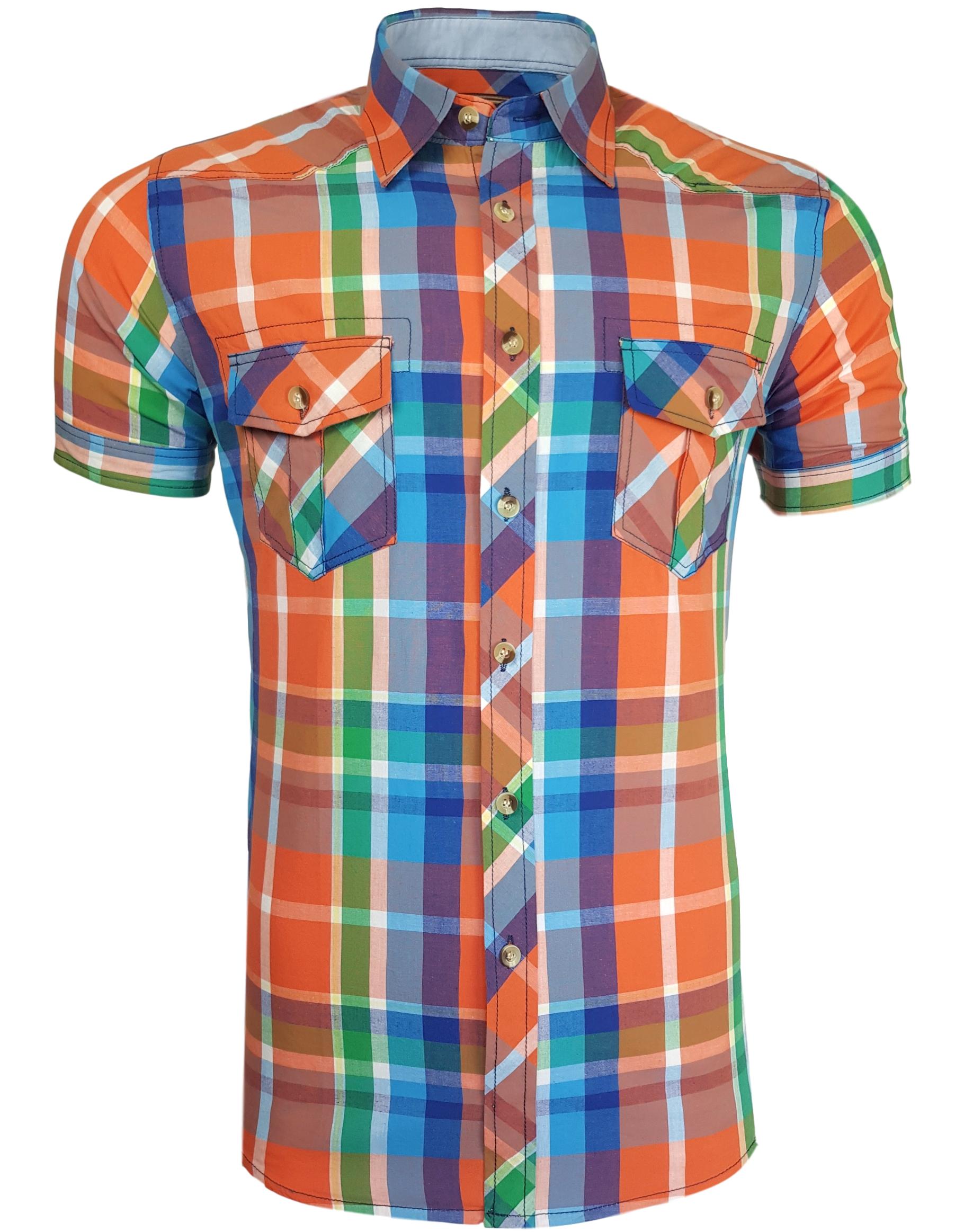 

Koszula Męska Krótki Rękaw _ Krata _ K160 r. XL