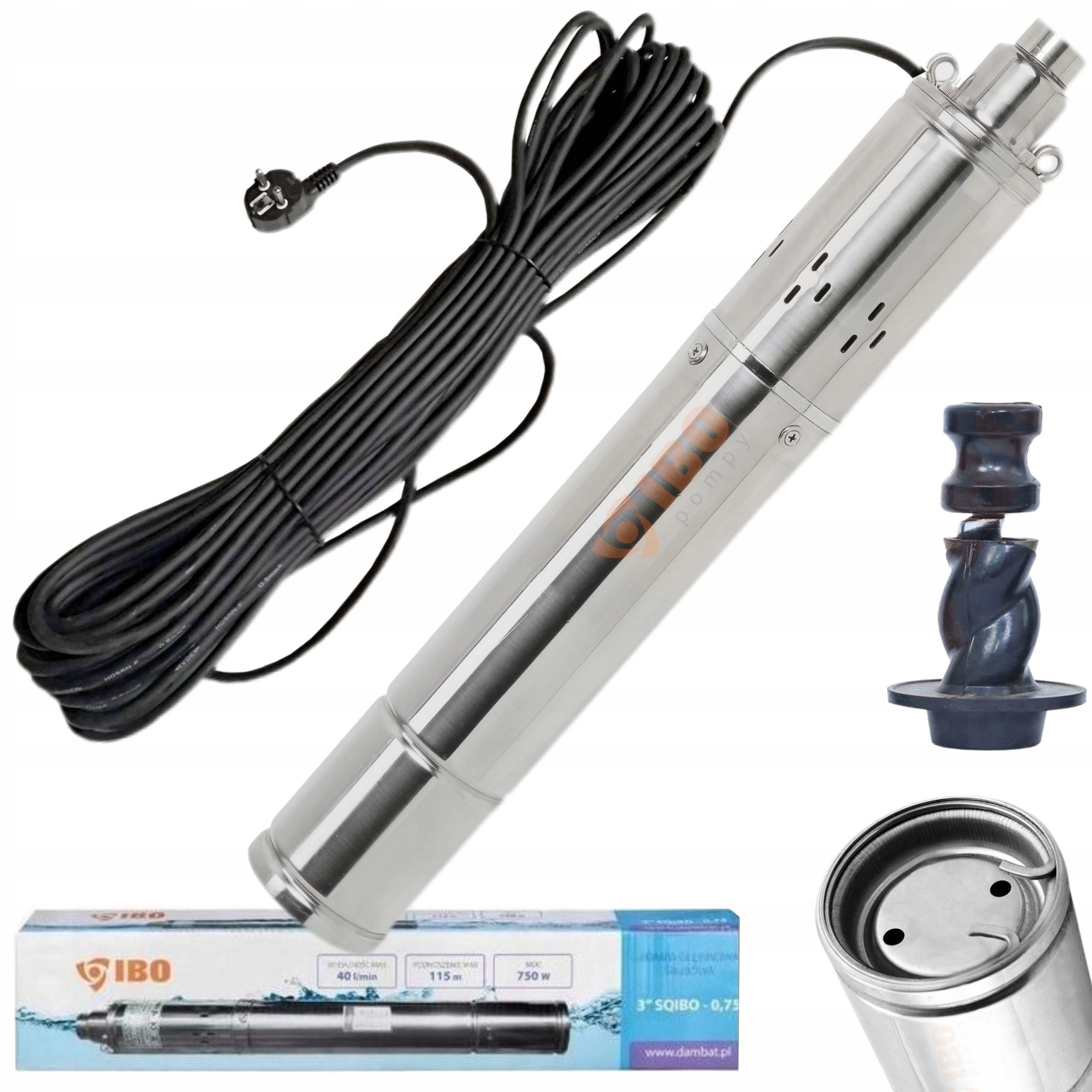 Ponorná Skrutková Pumpa Na Vodu Zalievacích Kruhov 3'' Sqibo 0,75 kW 15M