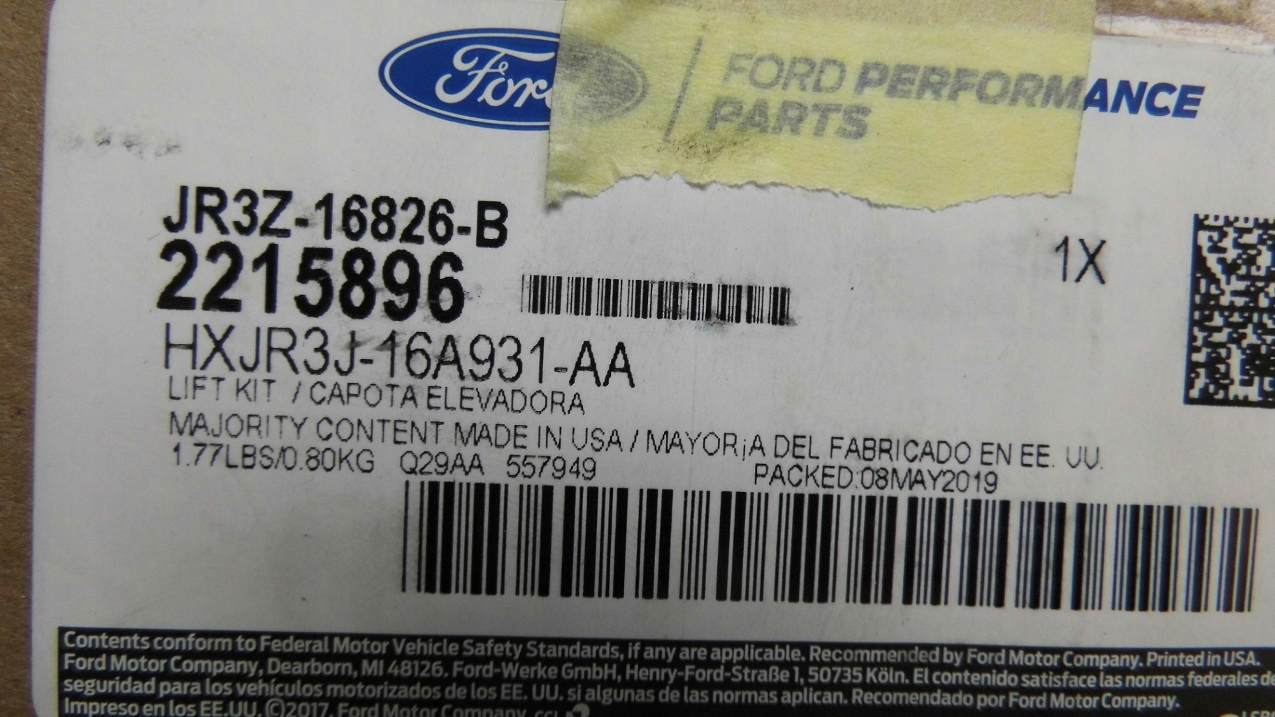 SILOWNIKI PODNOSZENIA MASKI FORD MUSTANG Mk6 2015 Part number 2215896