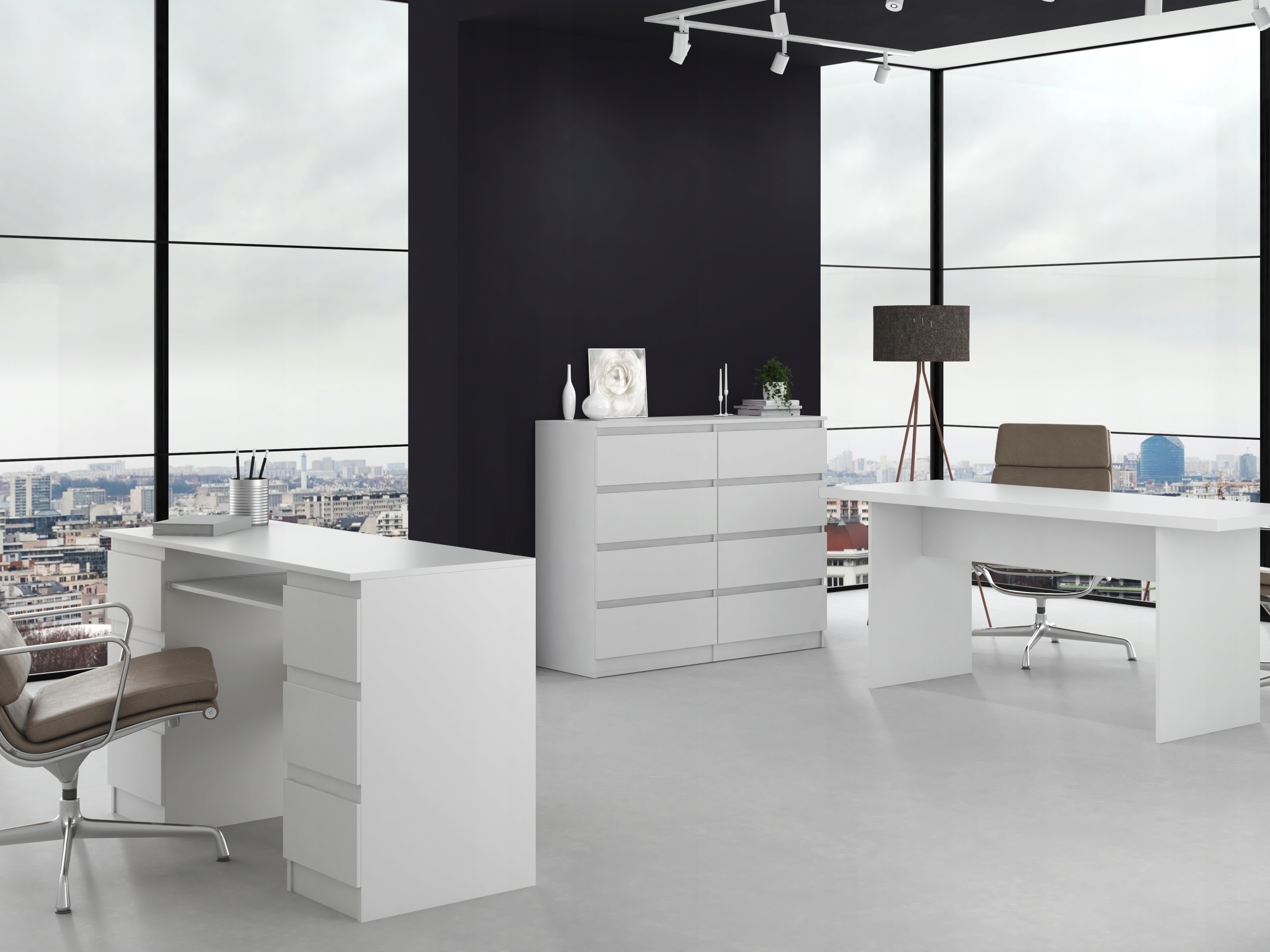 DUŻA KOMODA SZAFKA 8 SZUFLAD 120CM * KOLOR BIAŁY Materiał płyta wiórowa