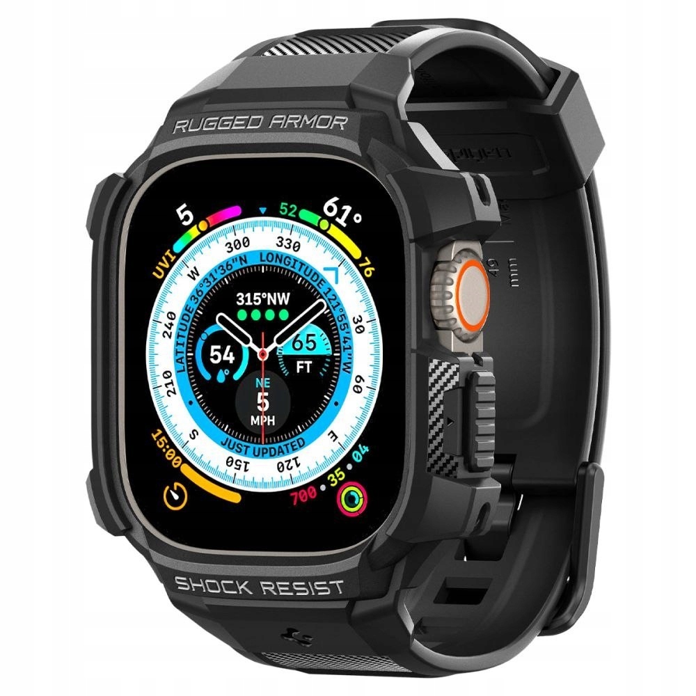 Spigen Rugged Armor Pro – Řemínek s pouzdrem pro Apple Watch Ultra 49 mm (černý)