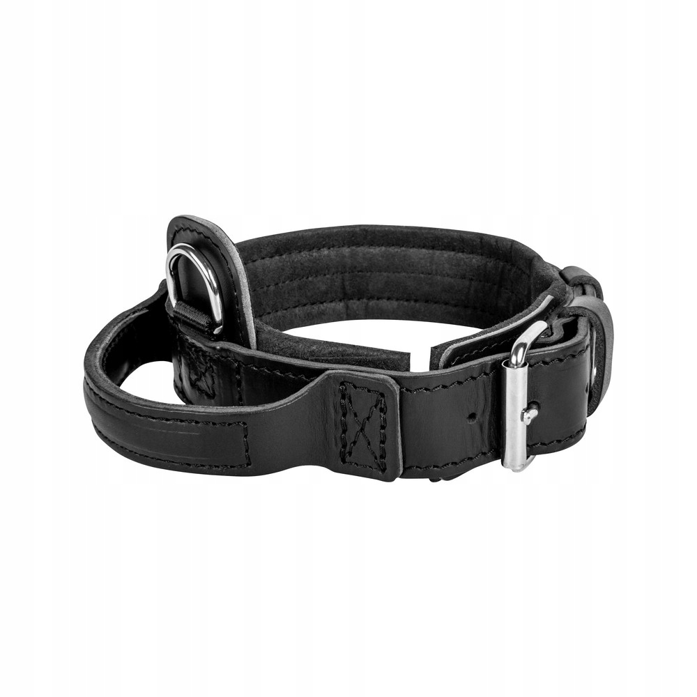 Obroża skórzana z rączką "drago" 48-56cm