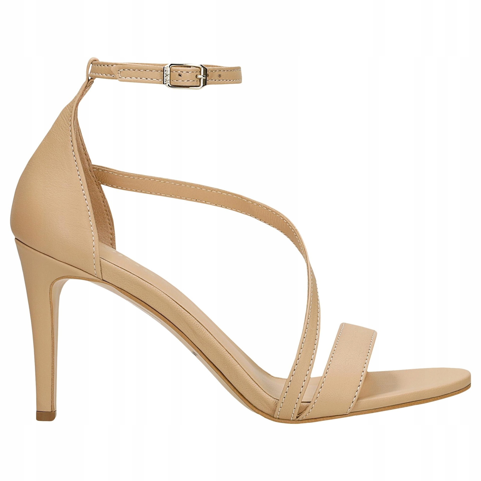 Béžové kožené sandály na podpatku vel.