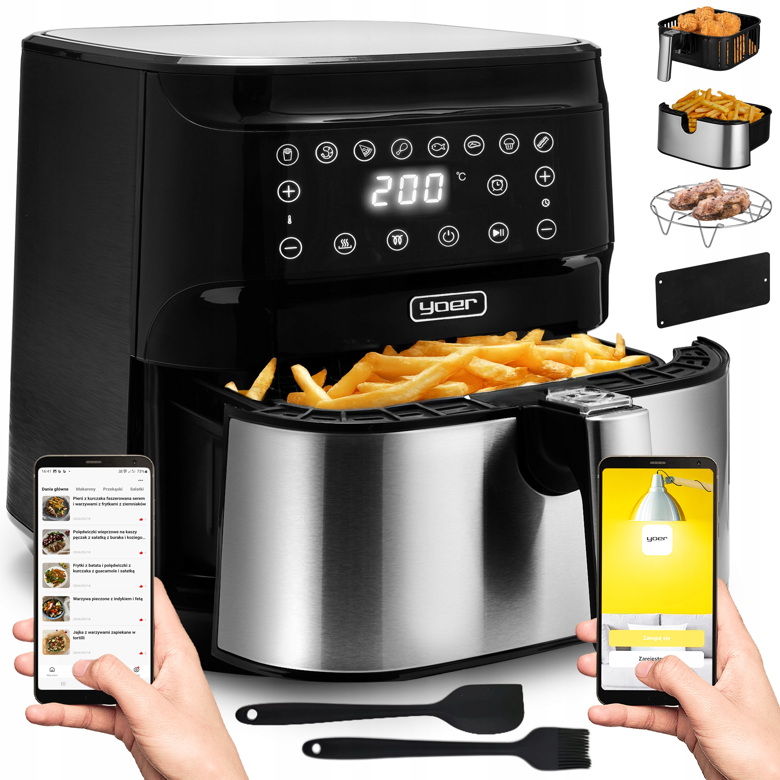 Frytkownica beztłuszczowa 6L Air Fryer Yoer 1700W +Separator +12 programów