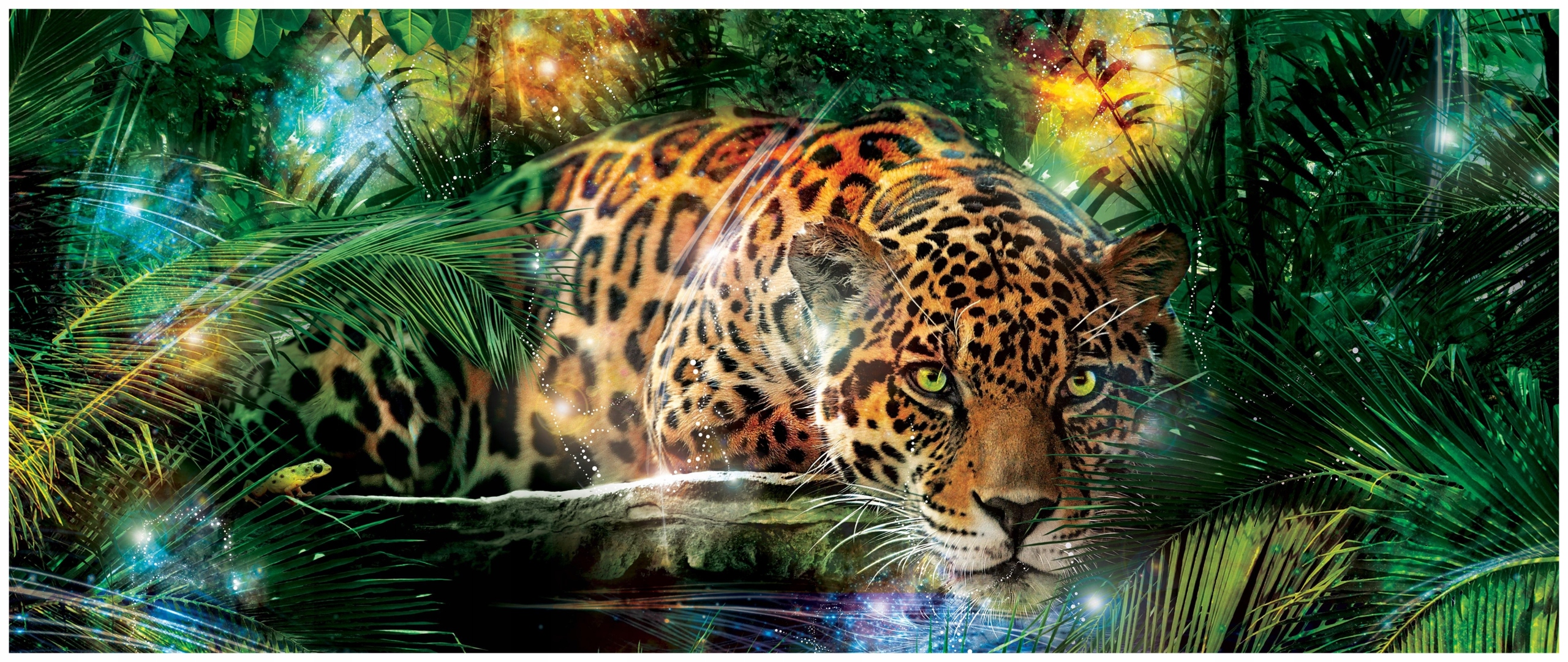 Fototapeta Leopard Jaguar Kočka v tropické zelené barvě 250x104 lepidlo
