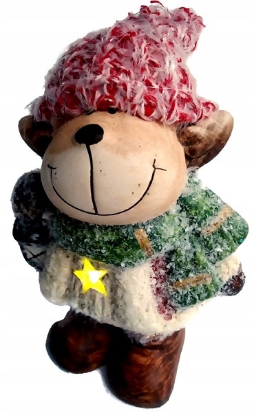 BAŁWANEK LED GIPSOWY ŚWIECĄCY OZDOBNA MIKOŁAJ Wysokość produktu 14 cm