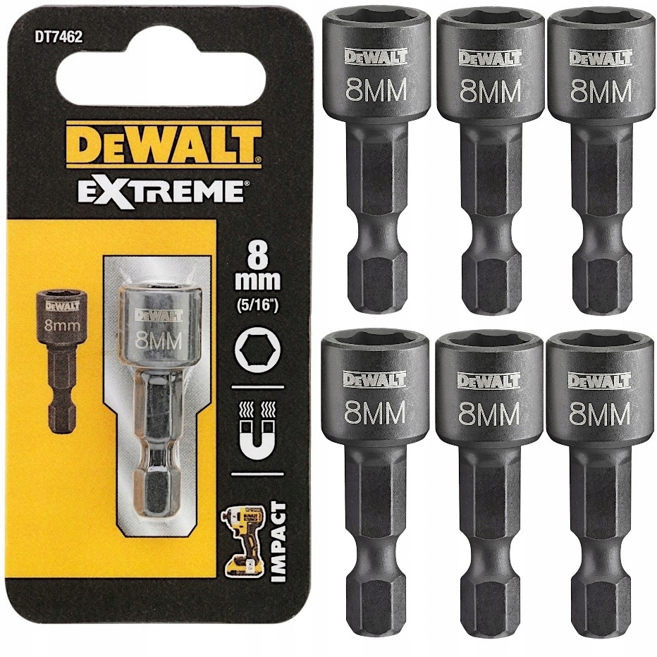 DeWalt Nasadka magnetyczna udarowa 8 mm 6 szt. Impact Extreme
