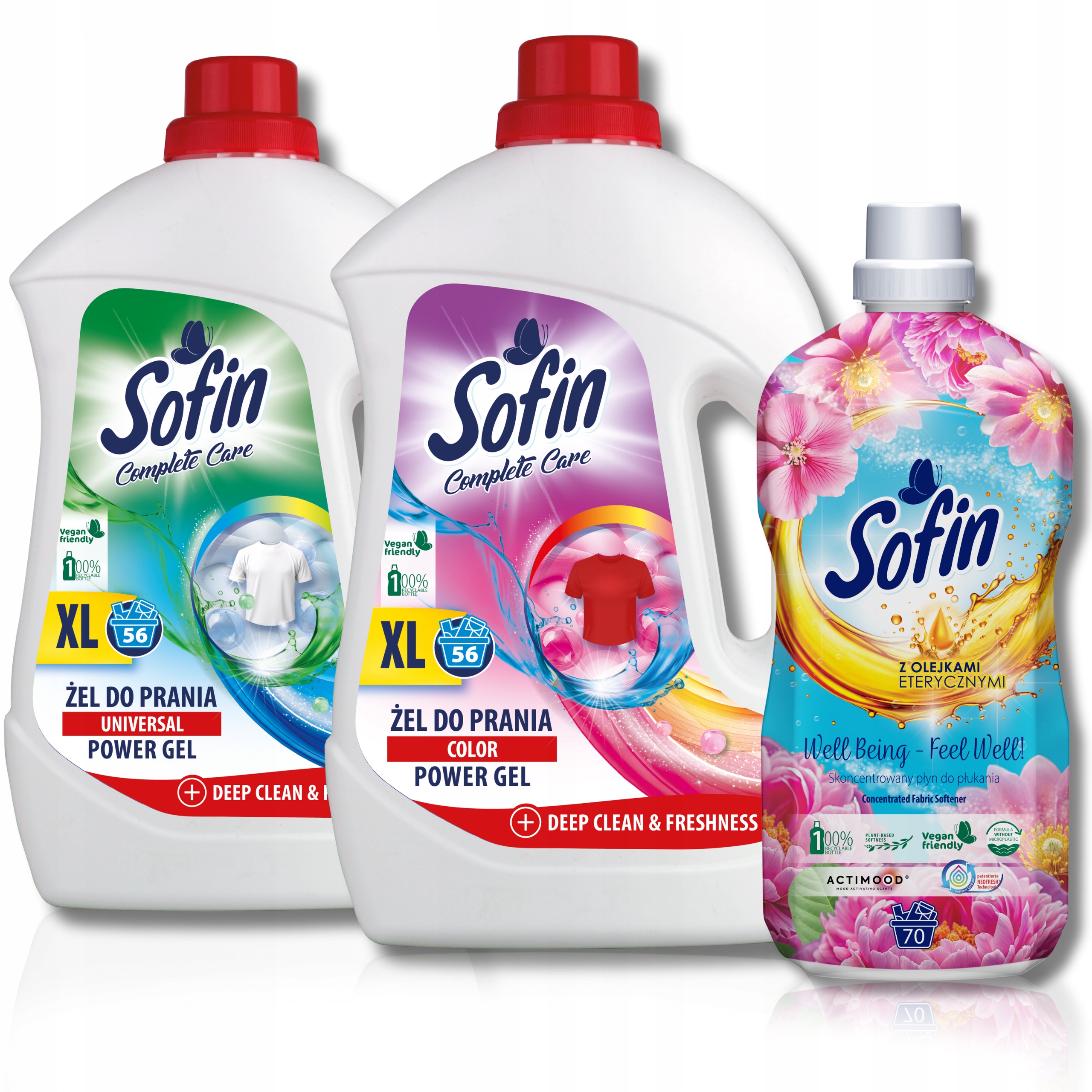 Levně Sofin Prací Gel na bílé prádlo 2,52 l Tekutá aviváž 1,4 l 2+1 ks