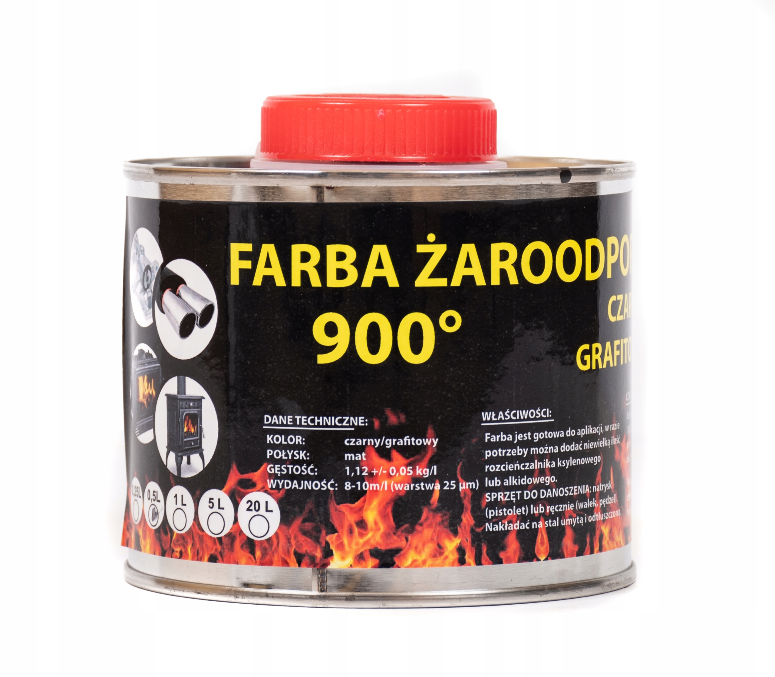 

Farba Lakier Żaroodporna Do Kominków 0,5L Trwała
