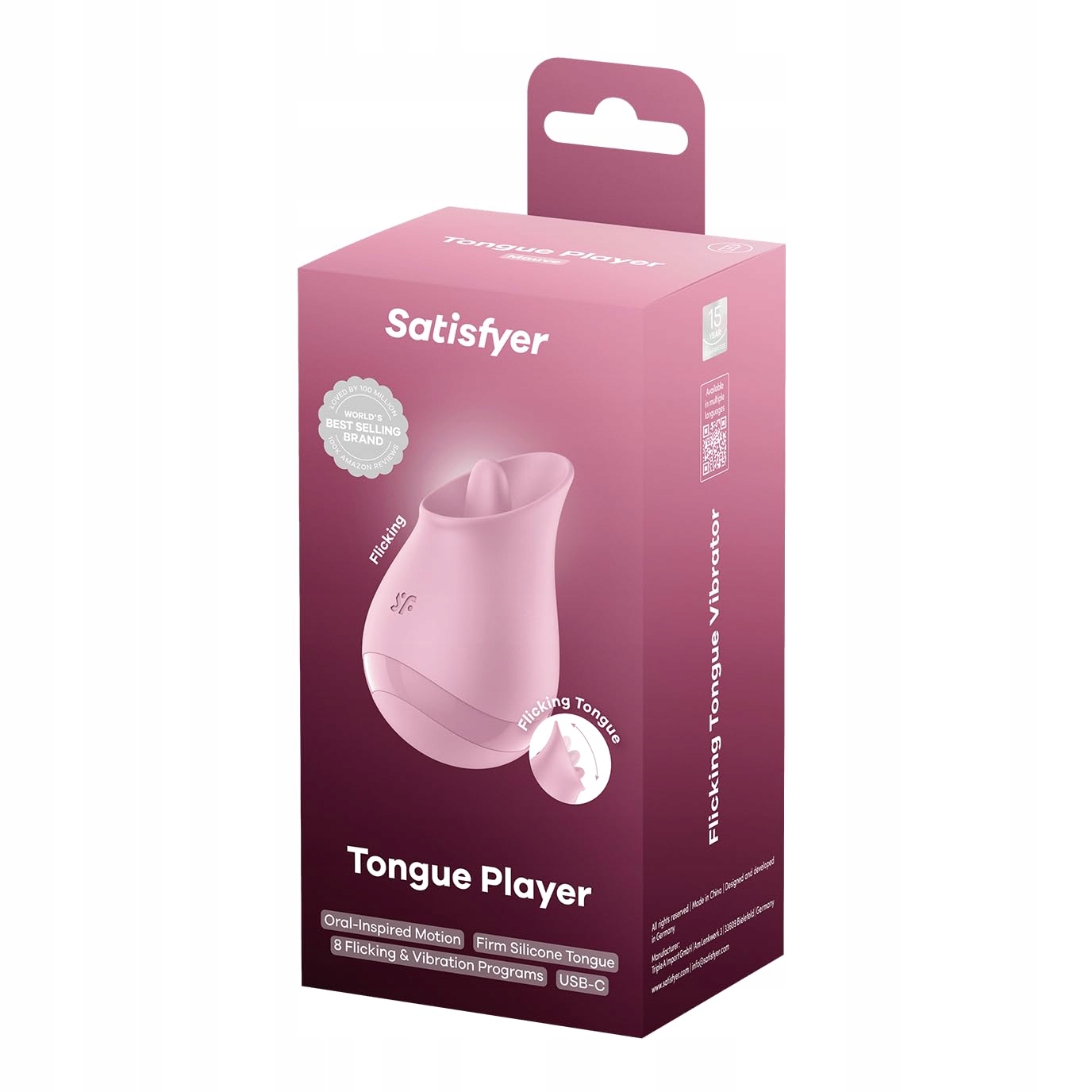 SATISFYER Wibrator Językowy Dla Kobiet 8 Trybów Wibracji Wodoodporny USB-C — miniatura 4