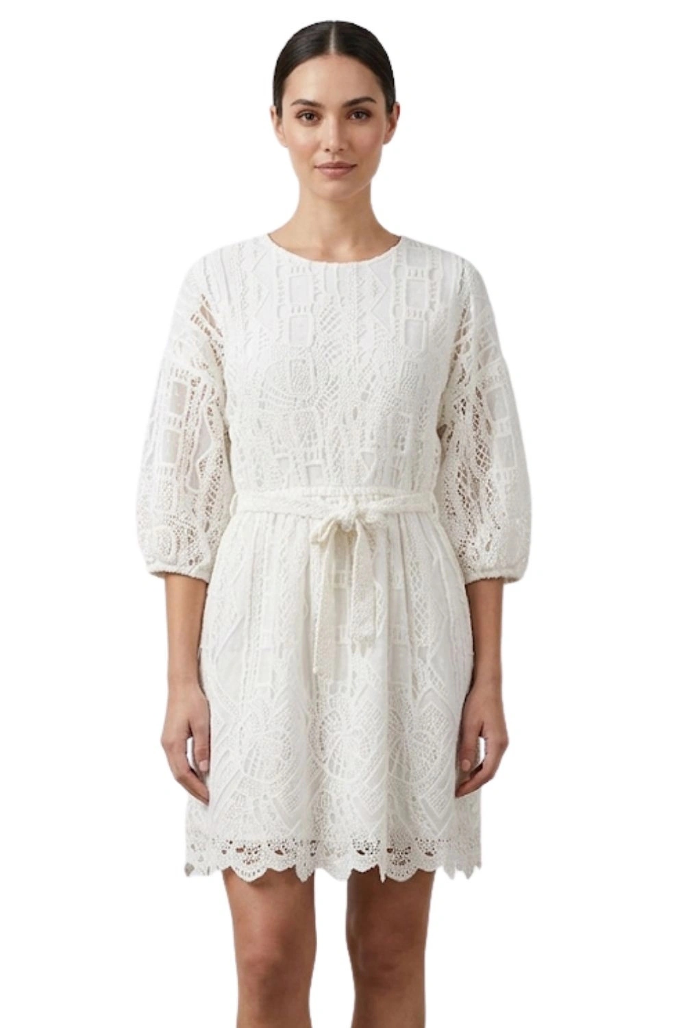 Šaty Desigual Johnson Hartig Aster bílá krajka boho mini vel. L