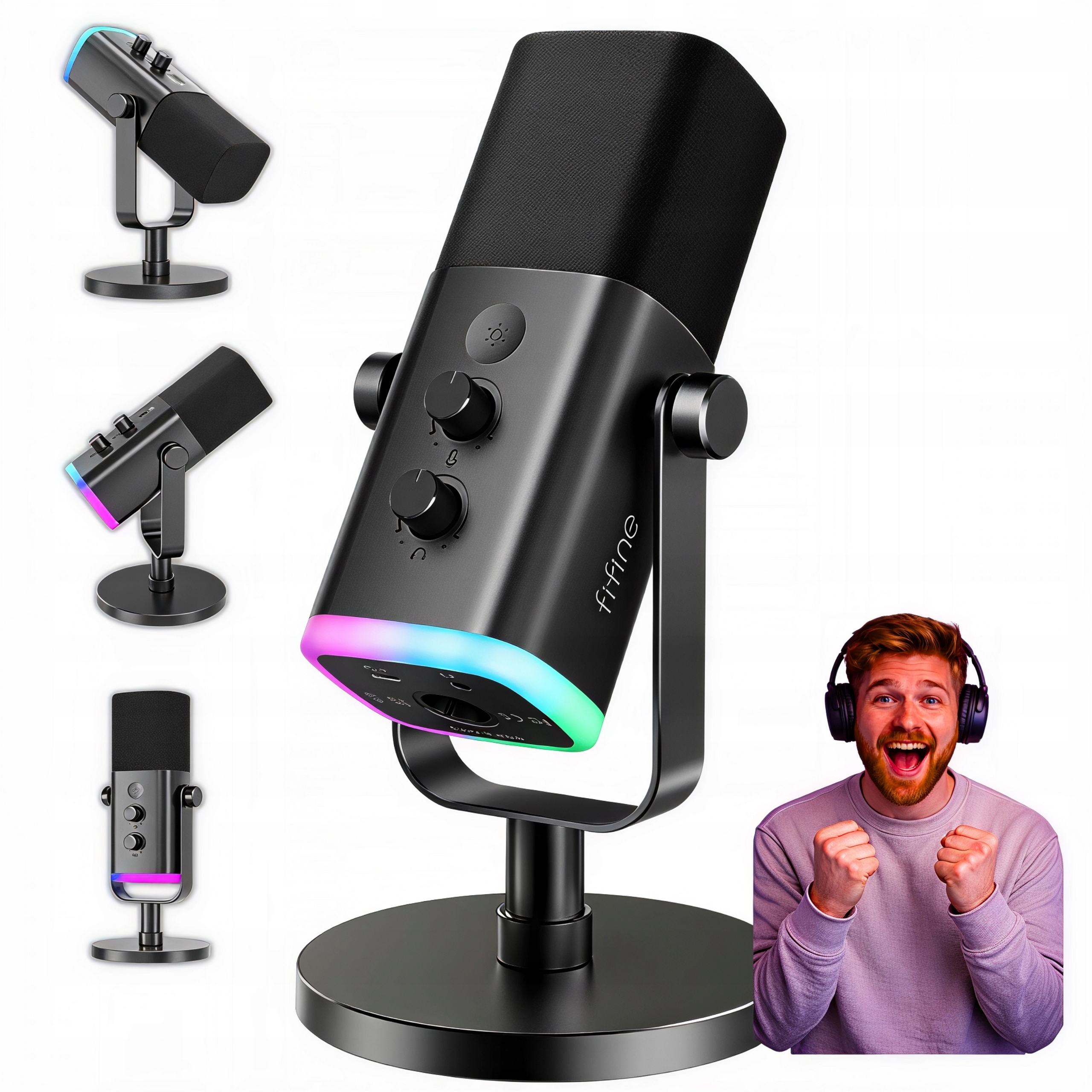 Mikrofon Do Počítača Gamingový Štúdiový Fifine AM8W Ampligame Rgb Čierny