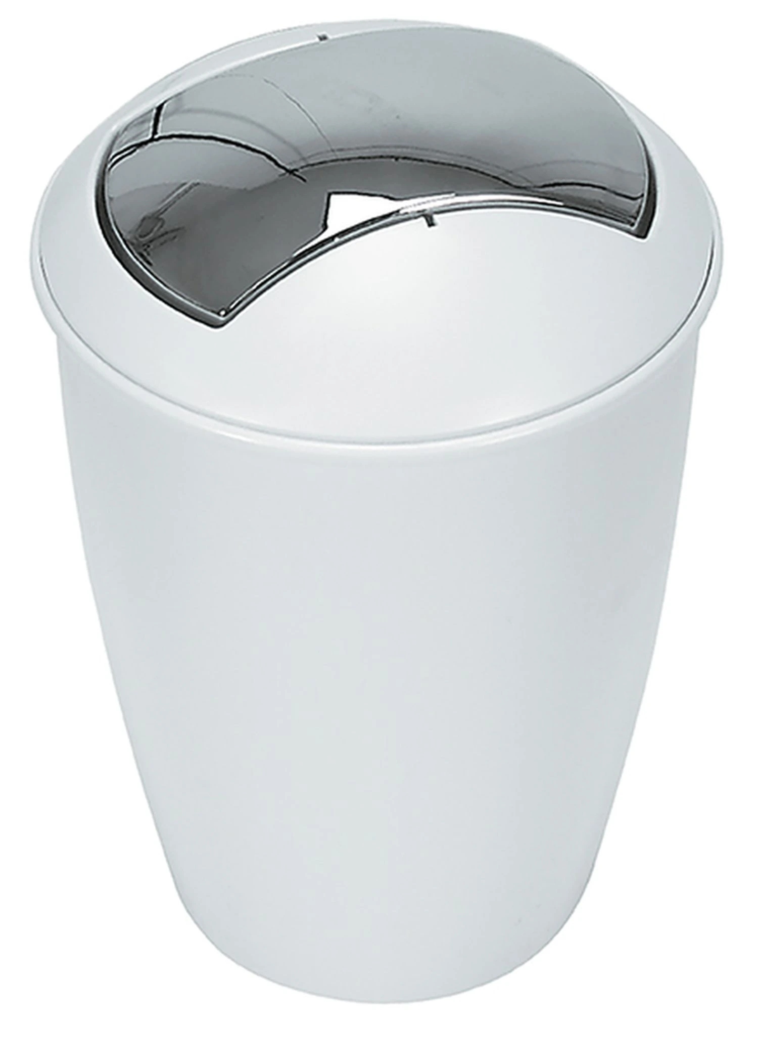 Levně Spirella výklopný odpadkový koš, Atlanta, bílý plast, stříbrné víko, 5 L