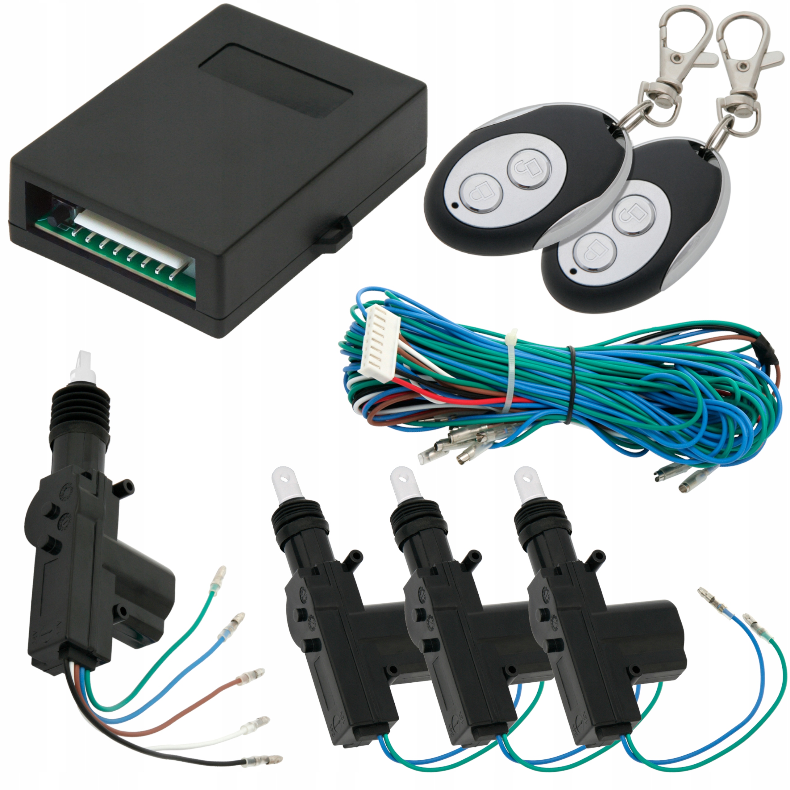 ZAMEK CENTRALNY SIŁOWNIKI 4 DRZWI 2x PILOT ZESTAW