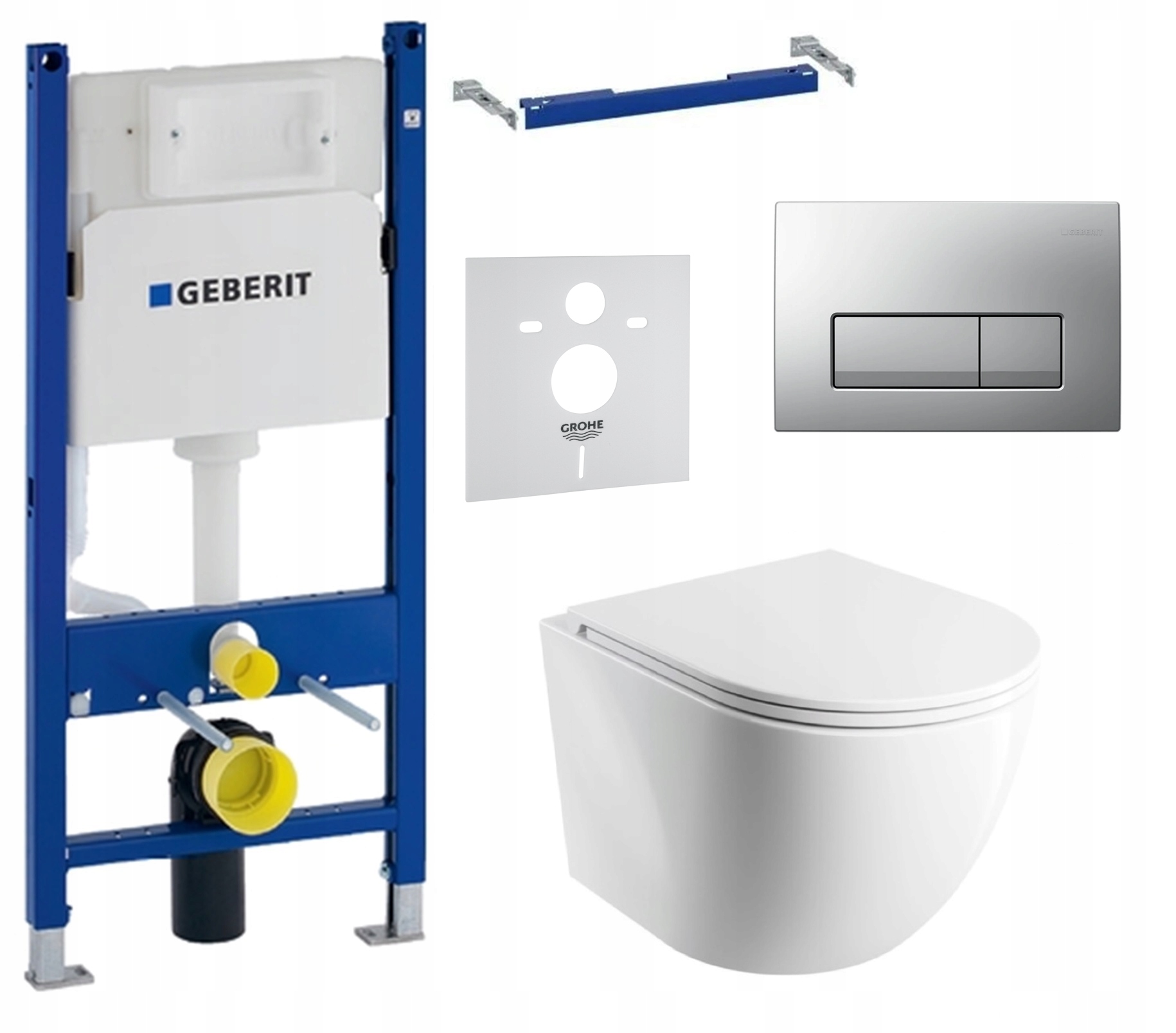 Podomietkový Wc set Geberit Wc miska Omnires Rim Silent tlačidlo chróm