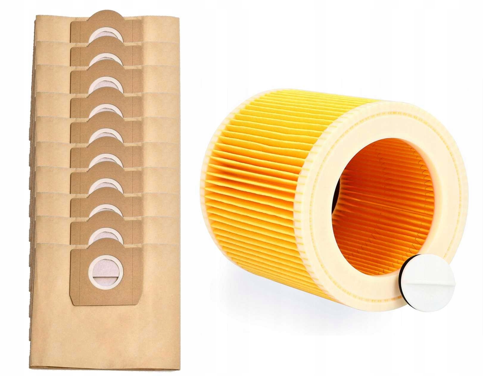 Sada 10 X Sáček Do Vysavače Karcher WD3 MV3 WD3P Vzduchový Filtr