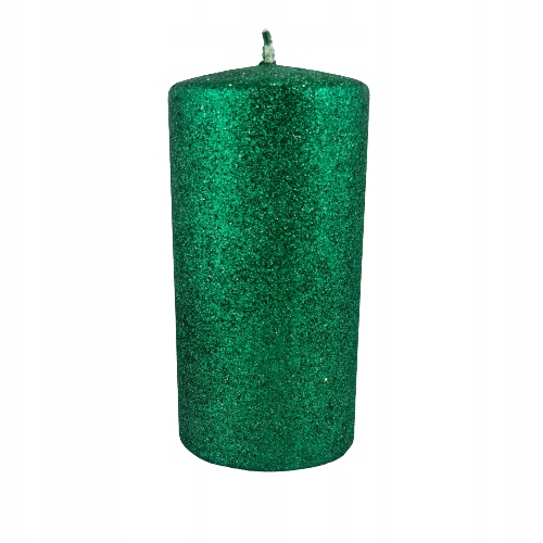 

Świeca Glamour Zielona Brokat Walec Średni 14cm