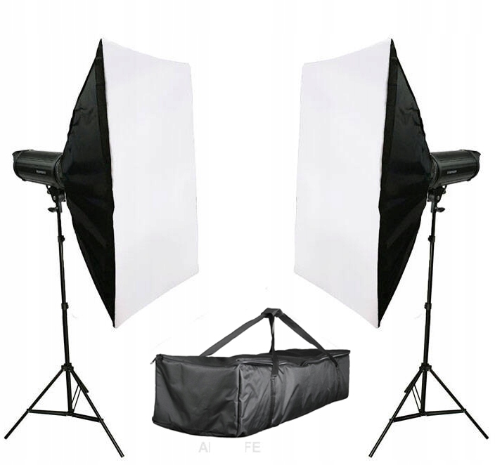 Bleskový Studijní Set: 2x Lampa 400Ws s Softboxem 60x90cm Stativy Taška