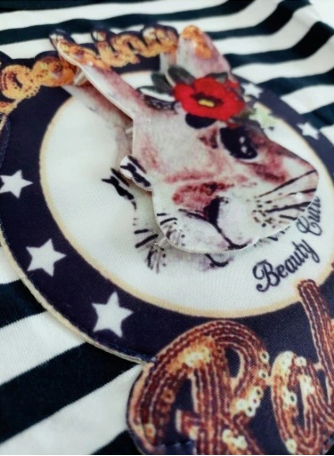 Sukienka tuba kieszenie nadruk 4D królik paski 110 Marka Inna marka