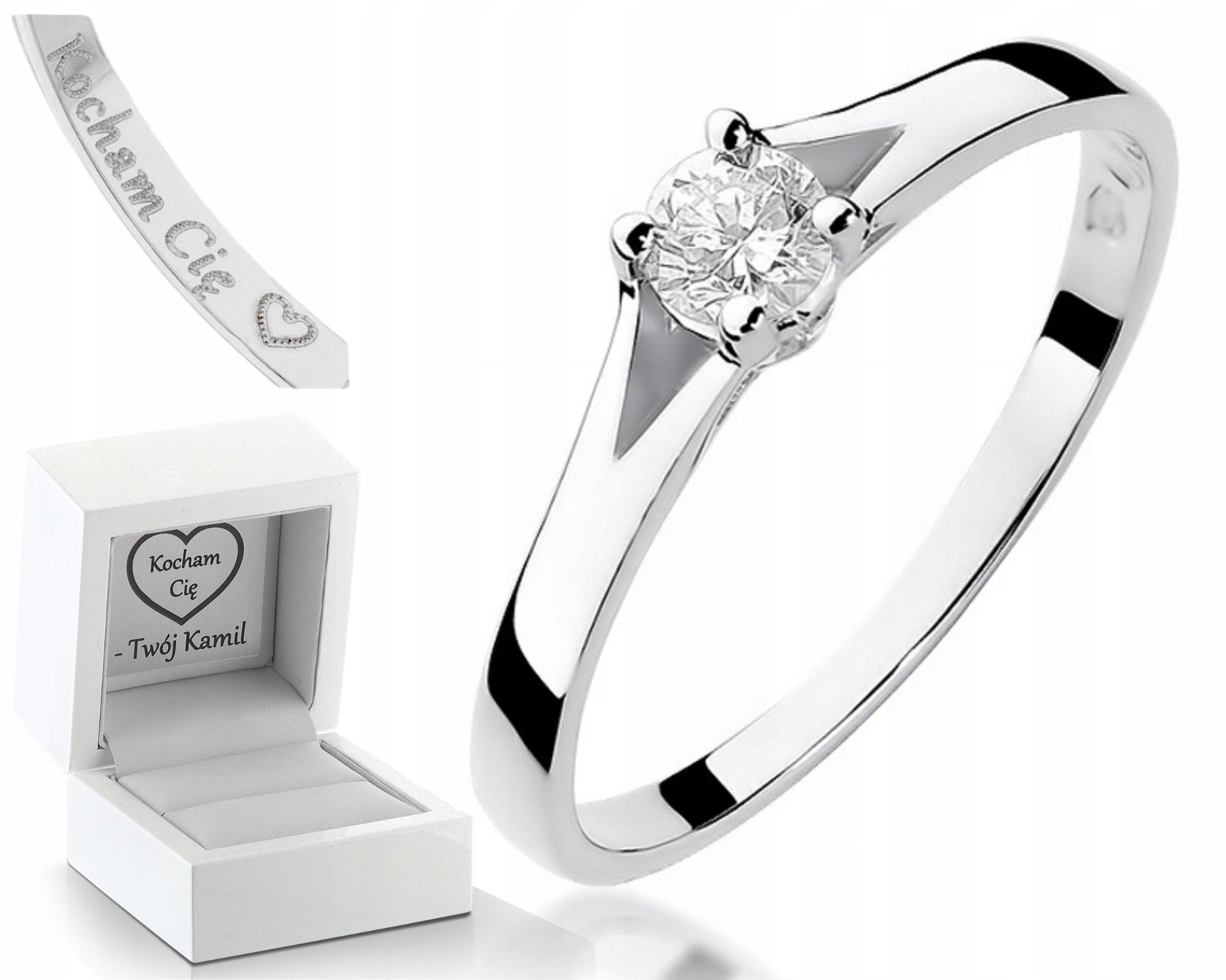Prstýnek S Briliantem 0,20 Ct 585 Gravírování Bonus Pro Ženu