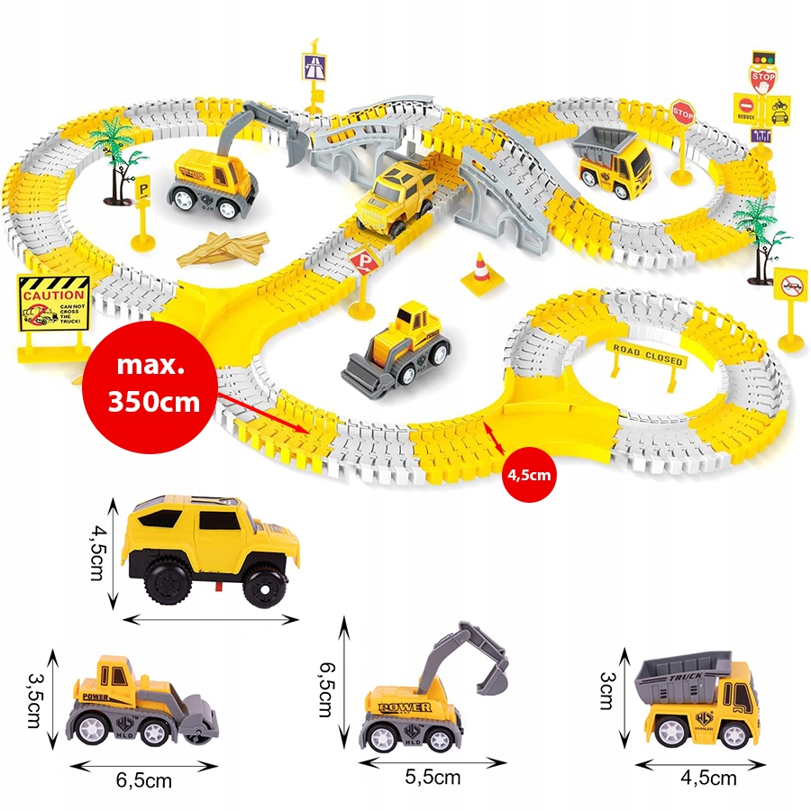 TOR wyścigowy samochodowy Plac Budowy Auto Koparki 255 elem. 350CM PREZENT Rodzaj pojazdu tor samochodowy