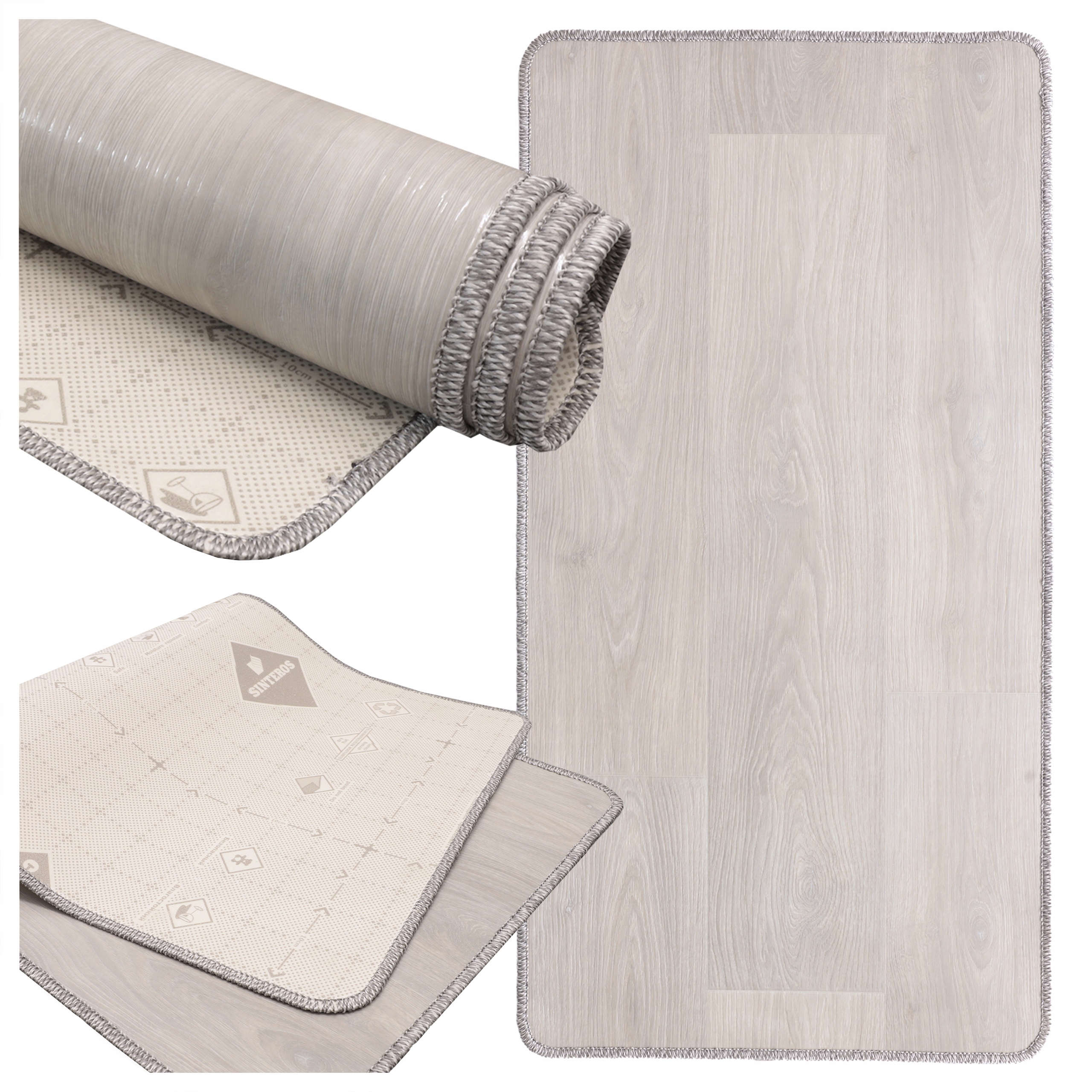 Koberec Běhoun do kuchyně Hotový 70x220 Pogumovaný Pvc Vinyl Měkký dub Bělený