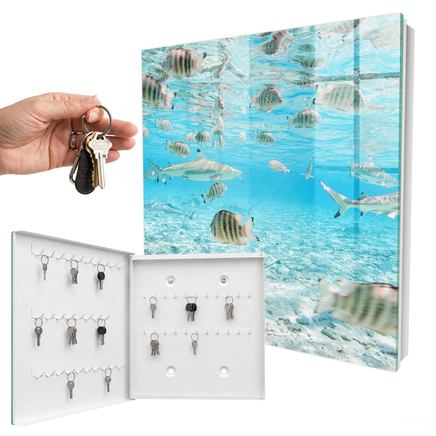 Skříňka Věšák Organizér na vodní klíče Život Bílá levá 30x30 cm