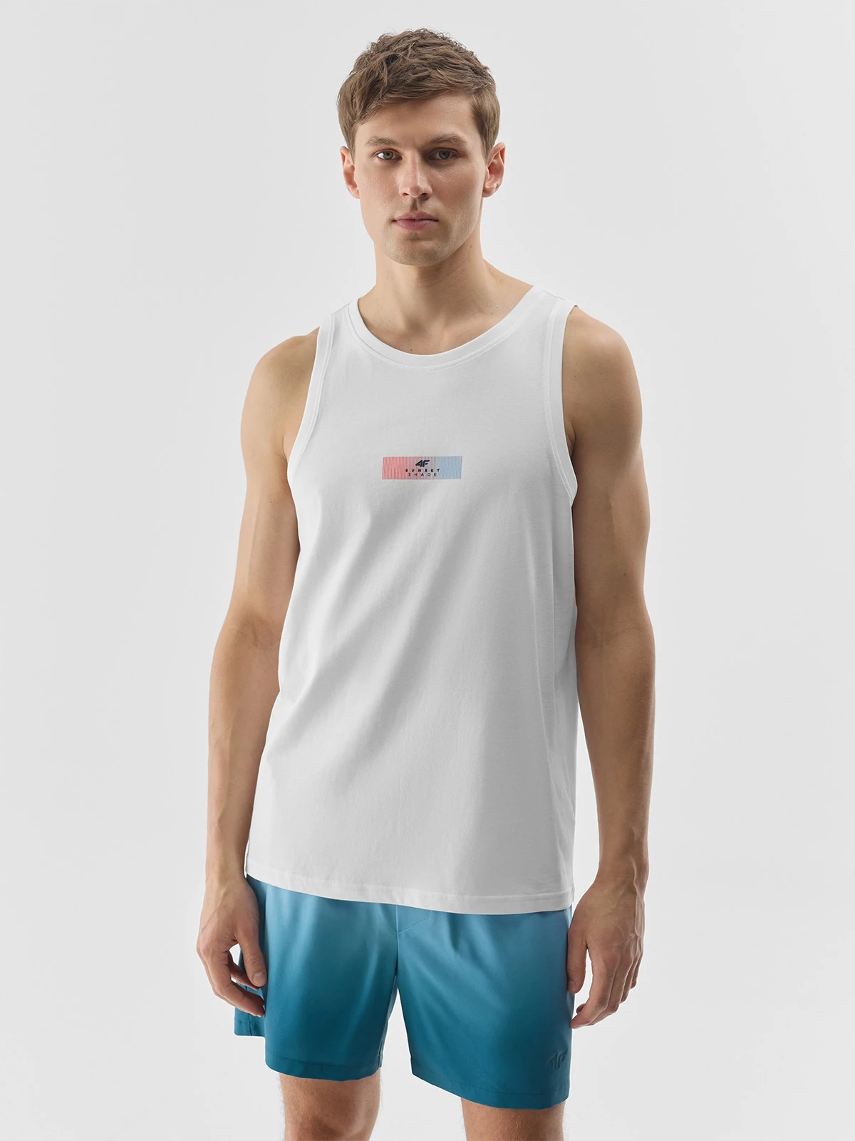 4F Tank Top Regular męski biały z nadrukiem, 3XL