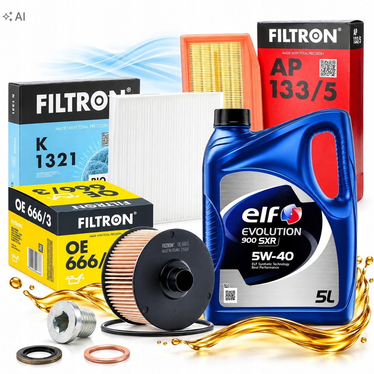 Renault Captur 0.9 1.2 Tce 3 Filtry Elf 5V40 Olej Zátka