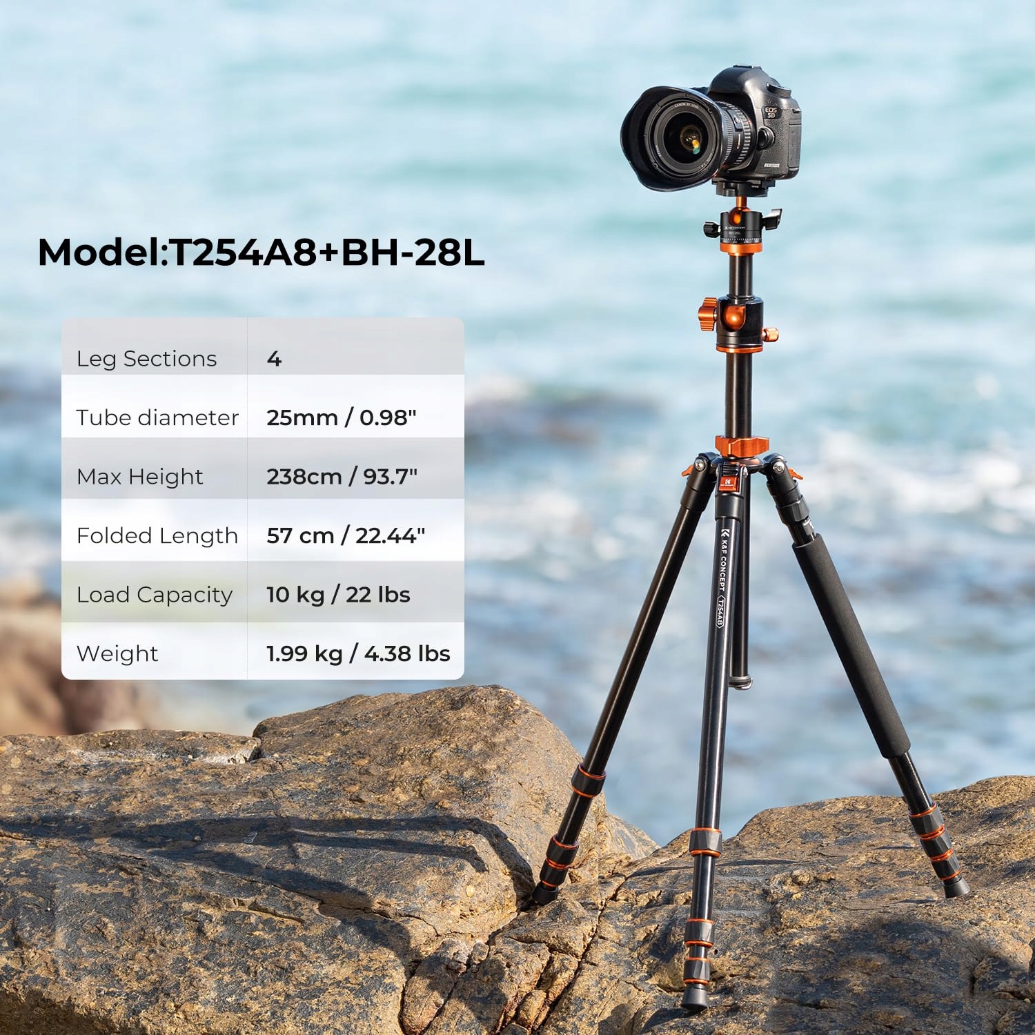 K&F CONCEPT Statyw 238CM 90° Kolumna 360° Panorama Torba Tripod Kamera — miniatura 3