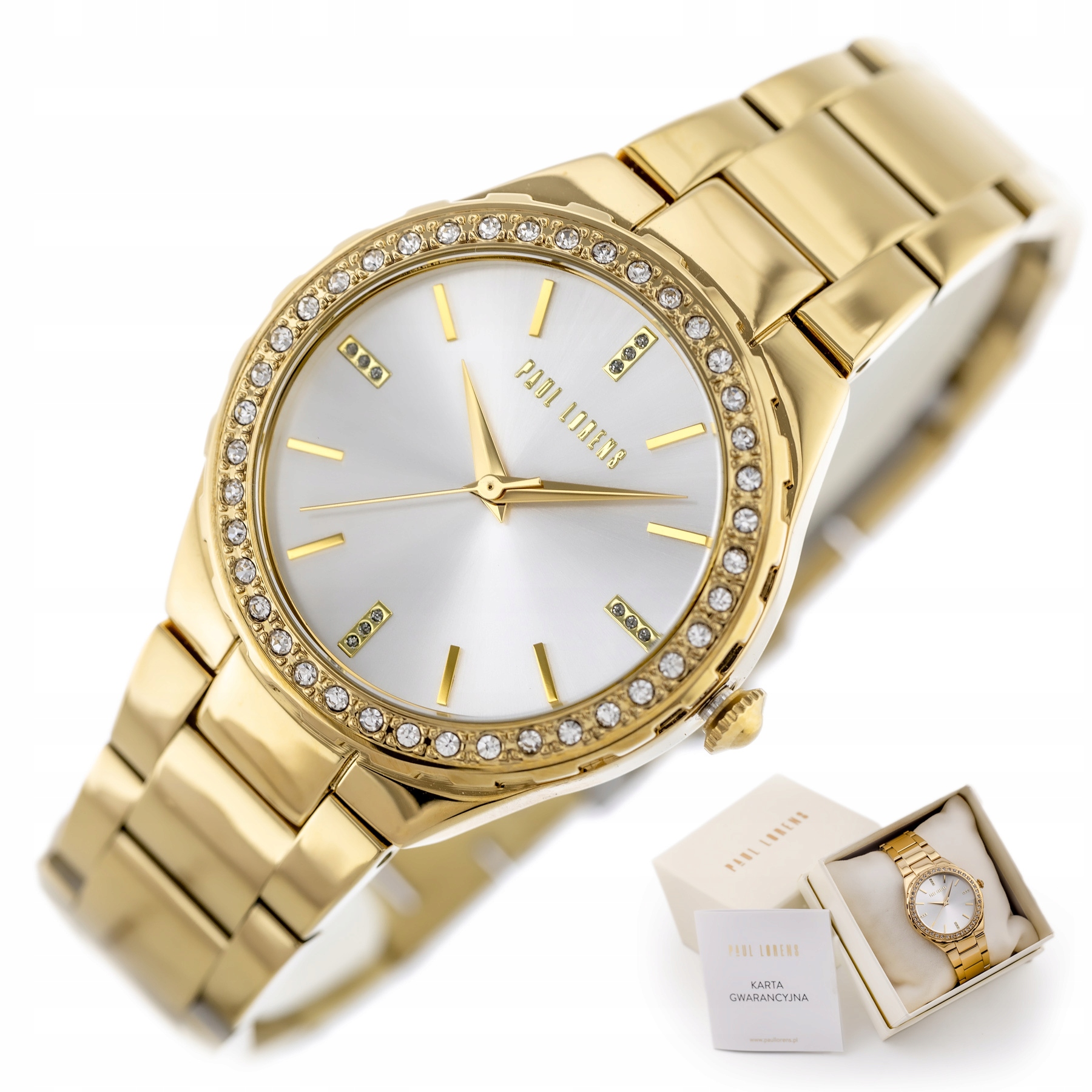 Zlaté Dámské Hodinky Paul Lorens zg535 Krabička A Dárková Taška