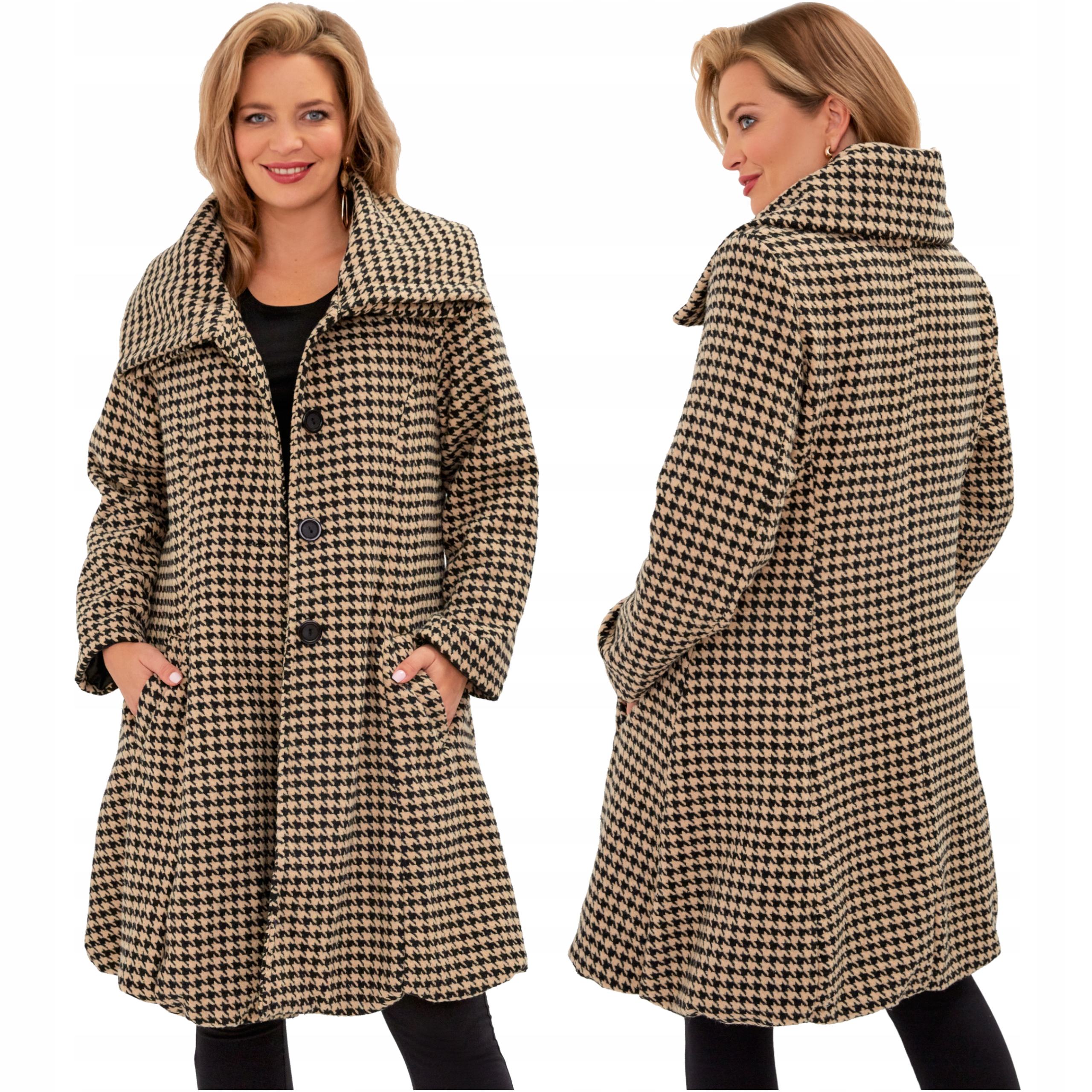 Dámský teplý podzimní kabát Alpaka Plus Size, Polský Výrobce